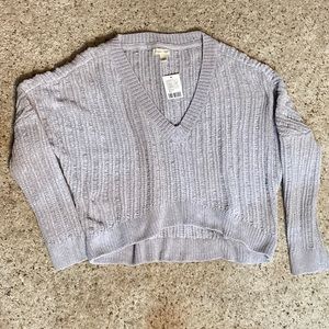 Silence + Noise Womens XS Silver Gray Cropped V Neck Sweater brand new with tags